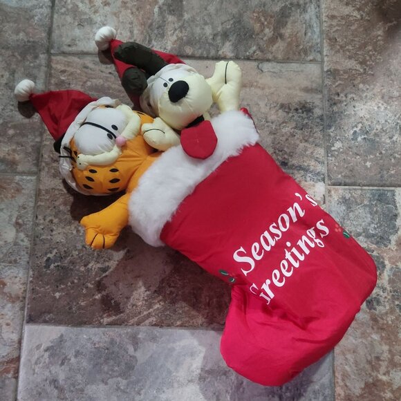 Vintage Garfield and Odie Christmas Stocking Plush Stuff It Stocking - Picture 4 of 10